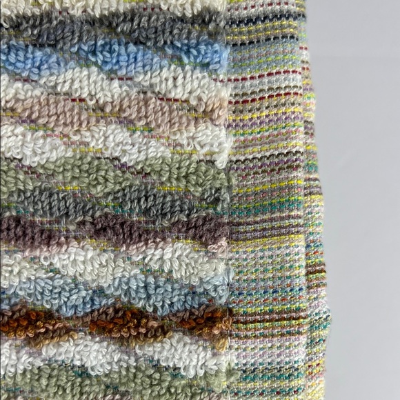 Deborah Connolly Bath Towel Set Green Blue Striped Textured Fall Decor 2 Pc NEW - Picture 5 of 8